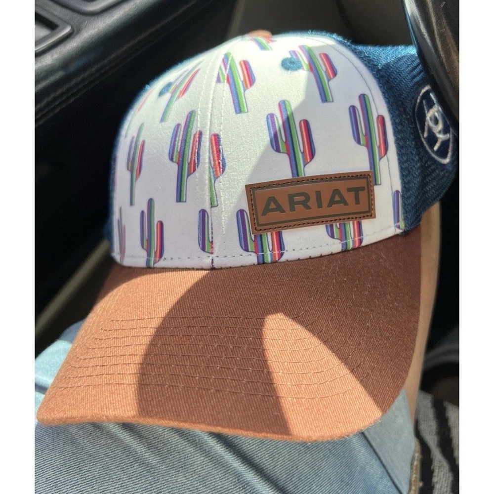 Ariat Hat Cap Snapback Western Cowboy Patch Cactus One Size Adjustable